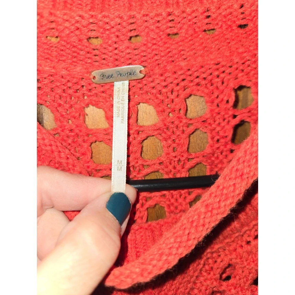 Free People Coral Open Knit Mock Neck Cable Detail‎ Sweater Womens Size Medium